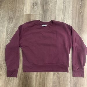 Athleta Burgundy Plum Long Sleeve Fleece Crewneck Sweatshirt Size Medium
